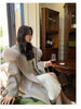 French Lazy Autumn Winter Hooded Double Faced Cashmere Coat Mid Length Real Fox Fur Collar Wool Warm Coat Women