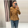 Vintage Suede Jackets Women's Full Sleeves Single-breasted Waist-cinching Stand Collar Coats Ladies Autumn Outwear
