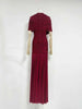 Women Ruched Maxi Dress Asymmetric Draped Sleeve High Neck Bodycon Mermaid Formal Evening Party Gown