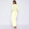 V-Neck Long Sleeve Slim Side Slit Mesh Patchwork Long Dress Women'S Solid Sexy Elegant Clothes Party Club Autumn Outfit