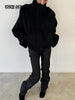 Elegant Solid Stand Collar Short Coat Women Casual Loose Button Full Sleeve Outwear Autumn Winter Streetwear