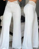 Women's Hollowed Out Waist Belt High Waisted Large Size Pants Casual Straight Tube Loose Wide Leg Pants