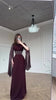 Spring Wine Red Stand Collar Long Sleeve Slim Fit Slit Long Dress Women Elegant Temperament Flowy Gown