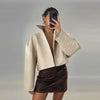 Elegant Stand Collar Pu Leather Jacket Women Full Sleeve Zippers Lady Short Jackets Autumn Chic Female Streetwear