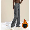 Winter Lady Thermal Plush High Waist Jeans Girls Snow Warm Denim Pants Women Classic Fleece Straight Leg Trousers