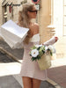 Off Shoulder Long Sleeves Slim Mini Dress Women's Sexy Elegant Outfit Prom Birthday Party Clubwear Spring Dress