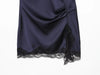 Satin dresses women's clothing back zip hem lace patchwork slit sexy nightclub mini dress chic French Evening