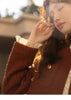 Wool Coat for Women Winter Korean Retro Lace Splicing Lamb Wool Button Pockets Thickened Warm Female Coat MXB43W0720