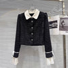 Autumn Style Contrast Color Collar Tie Sleeve Short Jacket For Women Shorts Tweed Shorts Female 11A06638