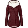 Women Hooded Zipper Coats Winter Warm Thick Fleece Jackets Solid Casual Fit Pockets Parkas Ladies Hooded Hooded Outwear