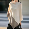 Asymmetric Knit Poncho Women Patchword Cape Top Female Soft Knitwear Spring Autumn Elegant Outfit