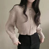 Short Sweater Zipper O-neck Knitted Cardigan Coat Casual Basic Solid Black Women Clothes Winter All-match Thick Lady