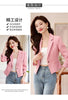short blazer for women single breasted long sleeve autumn elegant office clothes black white pink