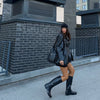 Crocodile Embossed Faux Leather Blazer Lapel Collar Long Sleeve Slim Waist Single Breasted Women Jacket Autumn Chic Coat