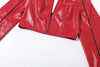 Gothic Punk Crop Jacket Women Zip Button Stripe PU Wild Turtleneck Sexy Hottie Street Midnight Clubwear Coat