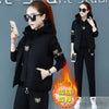 2 pieces women sets autumn thickened fleece sportswear vest+hoodies+pant cold-proof winter coat sets women's clothing