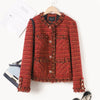 Autumn French High end Temperament Red Fragrant Coat Women's Short Thick Tweed OutwearFashion Women Slim Thicken Jacket