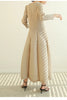 Pleated Long Sleeve Flower Bud Dress Spring Lantern Long Casual Elegant Dresses Dubai Abaya Women Designer Clothes