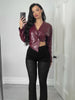 Faux Leather Single Button Crop Jacket Women Autumn Cross Neck Full Sleeve Wild Style Classic Streetwear Coat