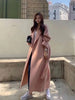 Pink Double Sided Cashmere Coat Women's Mid Length Autumn Winter High End Split Belt Coats Streetwear 2DA7712