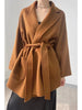 Winter Casual Adjustable Waist Wool Coat Women Water Ripples Woolen Coat Jackets Female Autumn Camel Coat Commuting