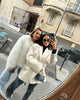 Winter Women's White faux fur Effect straight cut loose Edition casual suit jacket