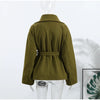Elegant Solid Stand Collar Short Coat Women Casual Loose Button Full Sleeve Outwear Autumn Winter Streetwear