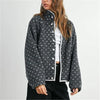 Women Y2k Heart Printed Jacket Fuzzy Zip Up Long Sleeve Warm Oversized Fall Winter Sherpa Fleece Cropped Jackets Coat Outwear