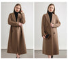 Women 100% Wool Peak Lapel Overcoat Belt Double-Breasted Autumn Winter Long Jacket Trench Coat Ladies Female Clothing #19