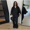 Navy Blue Bubble Tie Waist Maxi Dress Loose Flared Long Sleeve Spring Modest Women Shirt Dress Elegant Lady Vestidos