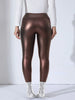 Women PU Leather Fleece-lined Leggings With Pockets Elastic Slim Skinny Pants High Waist Daily Casual Trousers