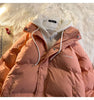 Korean Winter Leisure Cotton Clothes Women Parker coat Y2K Multi-functional Fake Two Pocket Zipper Down Jacket Thick Coat