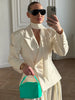 Solid Slim Elegant Jacket Women's Autumn Lace Up Patchwork Long Sleeve Bodycon Blazer Femme Office Commuter Coats