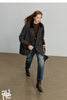 Women Coat Winter 100% Sheep Wool Corduroy Plaid Patterned Patchwork Woolen Coat
