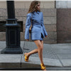 Women's Short Set Lapel Collar Fitted Cinched Waist Blazer Jacket Mini Solid Straight Skirt Elegant Suit Party Office Set Ladies