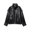 Chic Black Faux Leather Jackets Women Long Sleeve Buttons Elastic Oversized Coats Autumn Winter Streetwear