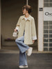 Women Mid Long Windbreaker Autumn Trench Coat Raglan Sleeve Lace Korean Style Ladies Outer Coat