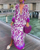 Autumn Women's Print Casual Dress V-neck Long Sleeve Loose Holiday Party Long Dresses For Women Robe Femme