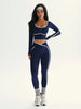 Women's Fall/Winter Round Neck Long Sleeve Yoga Top Outdoor Sports Fitness Yoga Pants