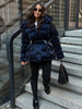 Chic Shiny Hooded Cotton Jacket With Belt Women Elegant Long Sleeve Zipper Lace Up Coats Lady Winter Street Warm Outerwear