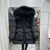 Lagabogy Winter Women's Medium-Length White Duck Down Jacket Female Thick Waist-Fitted Puffer Coat Large Real Raccoon Fur