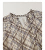 Women Dresses V Neck Loose Casual A Line Lace Up Long Sleeved Plaid Dress Puff Sleeve Spring Autumn