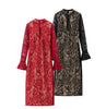 Winter Women's Clothing Black Lace Bodycon Party Dresses Flare Sleeve Elegant Midi Dress for Special Events