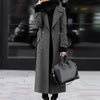 Women Woollen Overcoat Double-breasted Cardigan Mid-calf Length Long Sleeves Jacket Slim OL Formal Coat