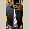 Black Sequined Jacket Lapel Neck Dull Sleeve Zipper Pocket Coat Spring Autumn Female High Street England Style Outewear
