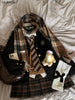 Spring JK Style School Uniform Design Woman Suit Preppy Blazer Plaid Skirt Vintage Korean Style Female Y2k 3 Piece Sets Outfits