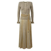 Winter in Stock Autumn Lady Stylish Fake 2Pcs Designed O-neck Long Sleeve Women Knit Pleated Dress With Waist Chain