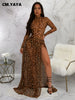Women Set Street Leopard Print full Sleeve Bodysuit Tops + long Skirts Suits Party Street Two 2 Piece Dress Sets