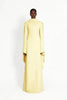 High Neck Cape Sleeve Slim-Fit Maxi Dress Pearl Trim Solid Color Floor Length Modest Abaya Style Formal Occasion Women