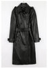 Spring Autumn Long Black Soft Faux Leather Trench Coat for Women Belt Double Breasted Elegant Overcoat 5xl 6xl